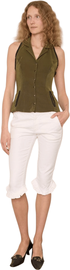 Prada Sport White Capri with Ruffle Details | Khata Space