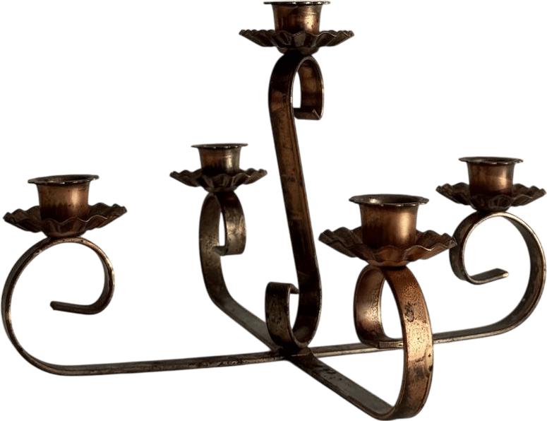 Vintage Scalloped Copper Candelabra