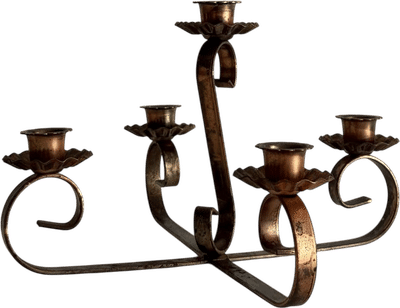 Vintage Scalloped Copper Candelabra
