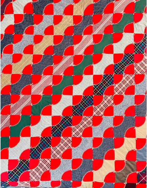 Mid-Century Endless Chain Quilt – 1940s–1950s Hand-Pieced, Hand-Tied (71” x 95”)