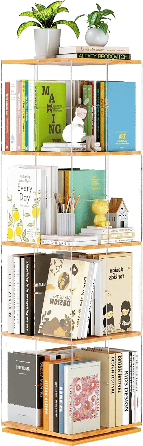 4-Tier Rotating Bookshelf