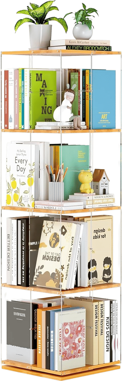 4-Tier Rotating Bookshelf