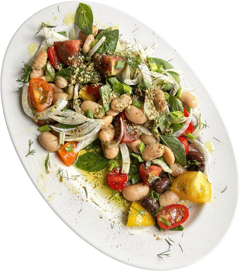 Juicy Tomato + Butter Bean Salad with Fennel, Kalamata Olives + Dill Recipe