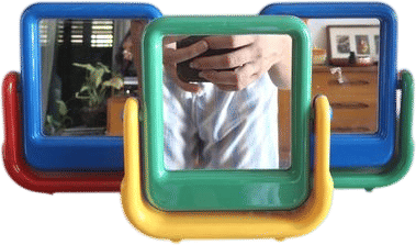 1980s Memphis Style Small Mirrors With Photograph Slot | Space Age | Handheld | Carry On | Flip