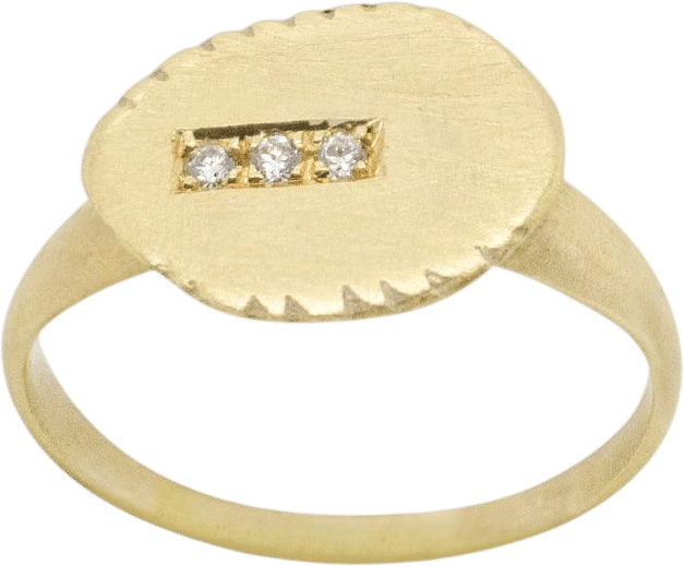 Oval Signet Ring with Three Diamonds