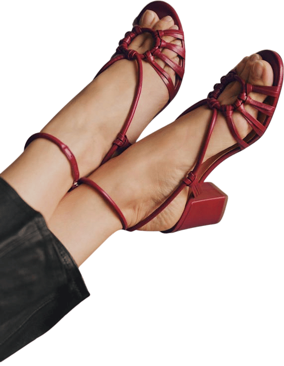 Gloria Sandals - Cherry Smooth - Bovine leather - Sézane