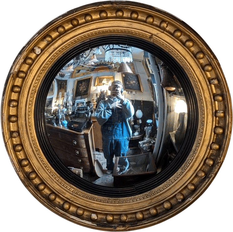 19th-Century Gilt Convex 'Bullseye' Mirror