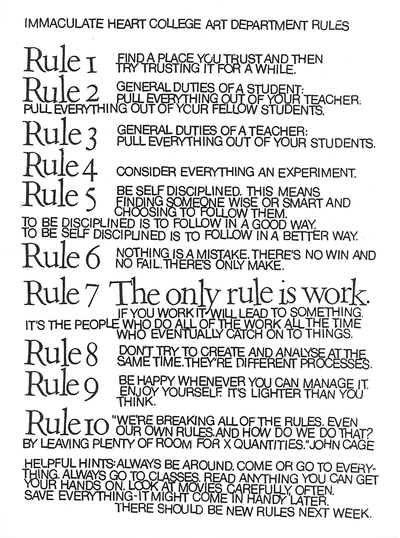 Art School Rules (Sister Corita Kent)