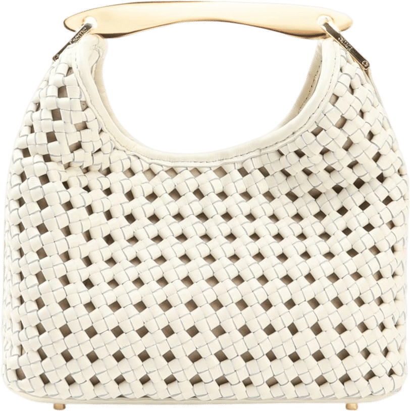 Small Boomerang Woven Leather Ivory - Woven Handbags for Women - Elleme