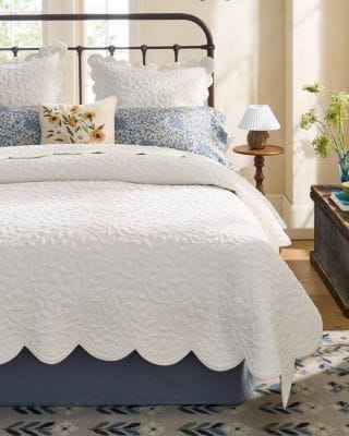 Garden Trapunto Organic-Cotton Quilt