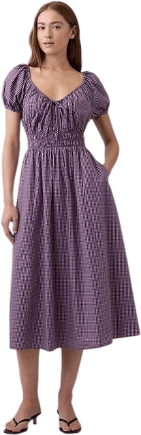 Puff Sleeve V-Neck Maxi Dress