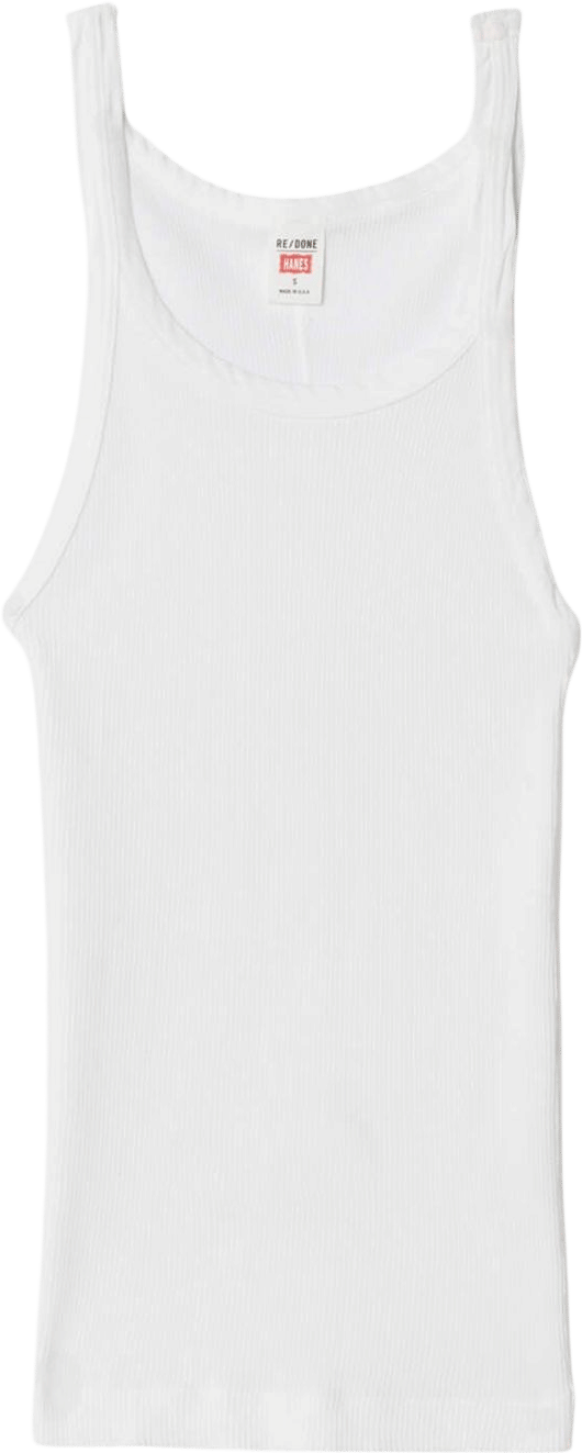 RE/DONE Ribbed Tank in Optic White