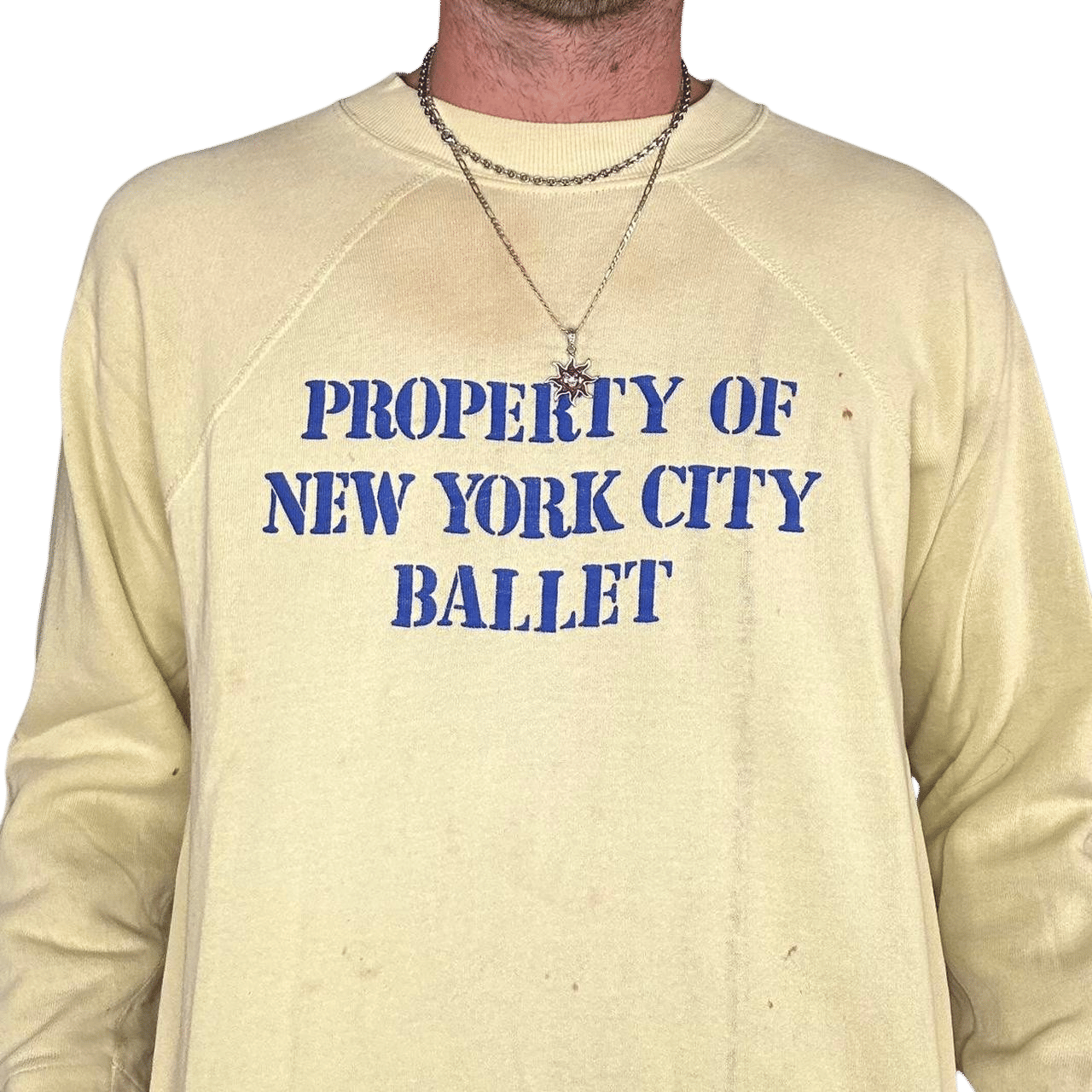 Champion Men's Yellow and Cream Sweatshirt