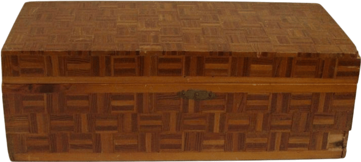 Vintage Wood Parquet Prison Folk Art Box