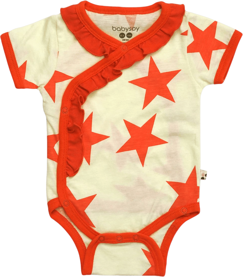 Babysoy Pattern Short Sleeve Ruffle Bodysuit