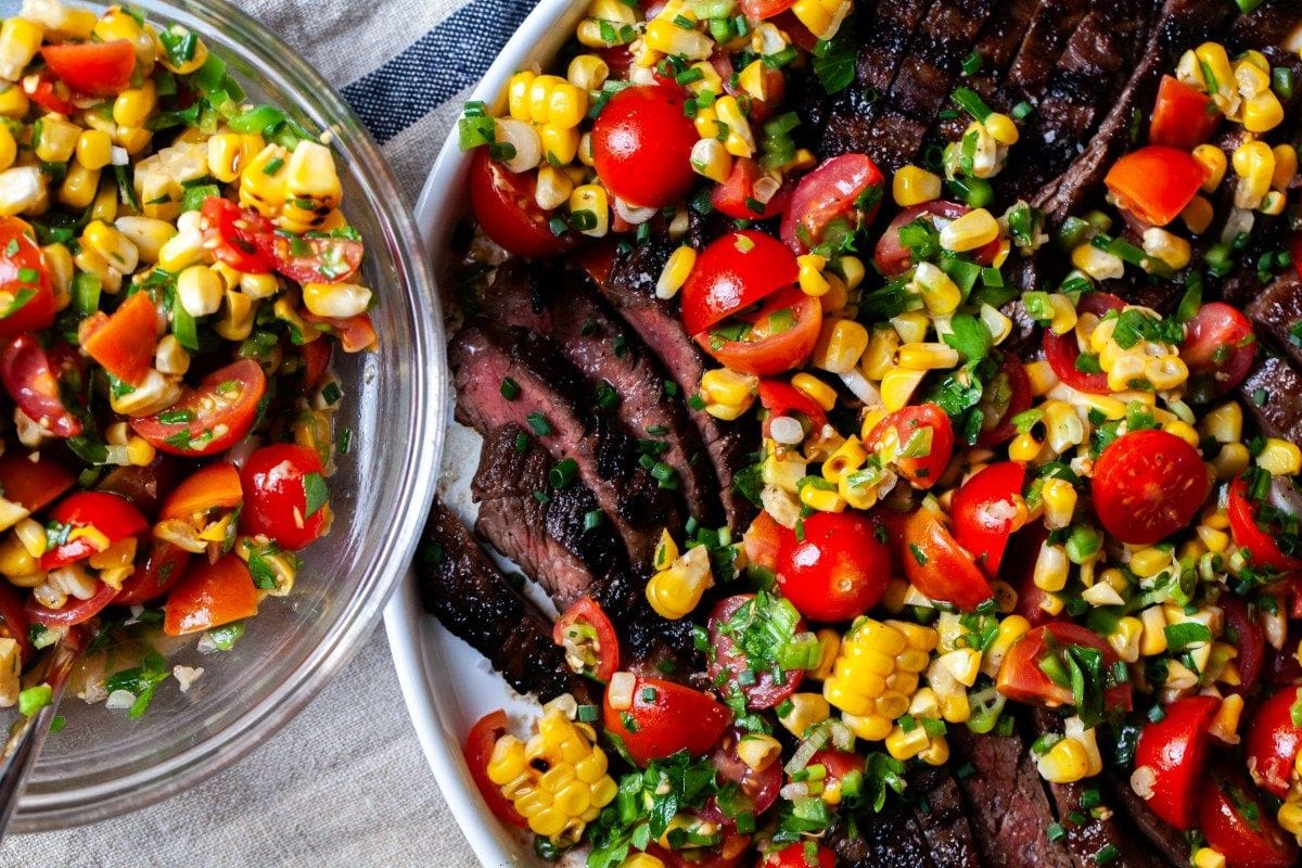 Summer Steak with Corn and Tomatoes Recipe