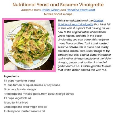 Nutritional Yeast Vinaigrette Recipe by Carla Lalli Music