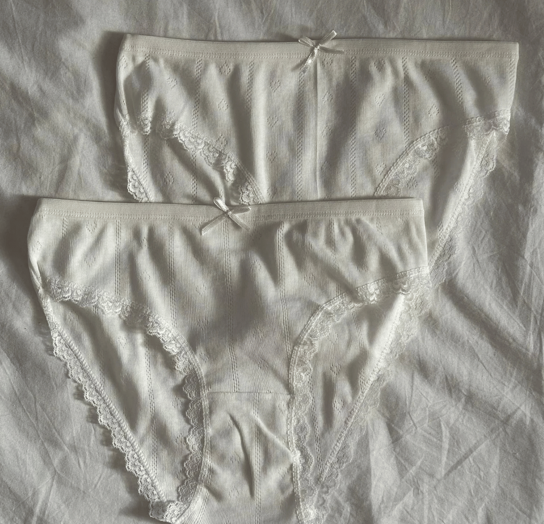 White Pointelle Cotton Briefs