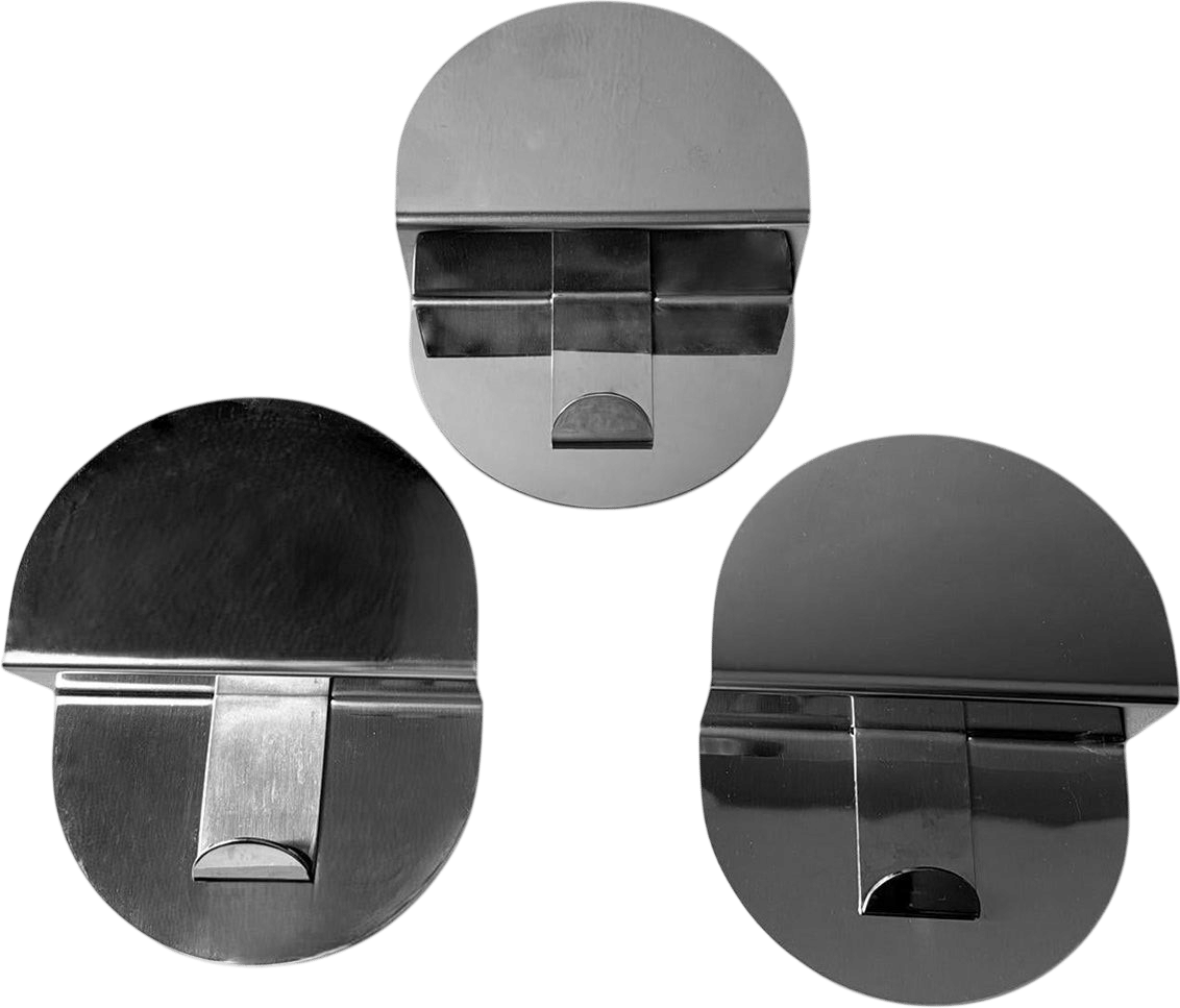 1970s Space Age Vintage Set of Three Italian Stainless Steel Wall Hooks