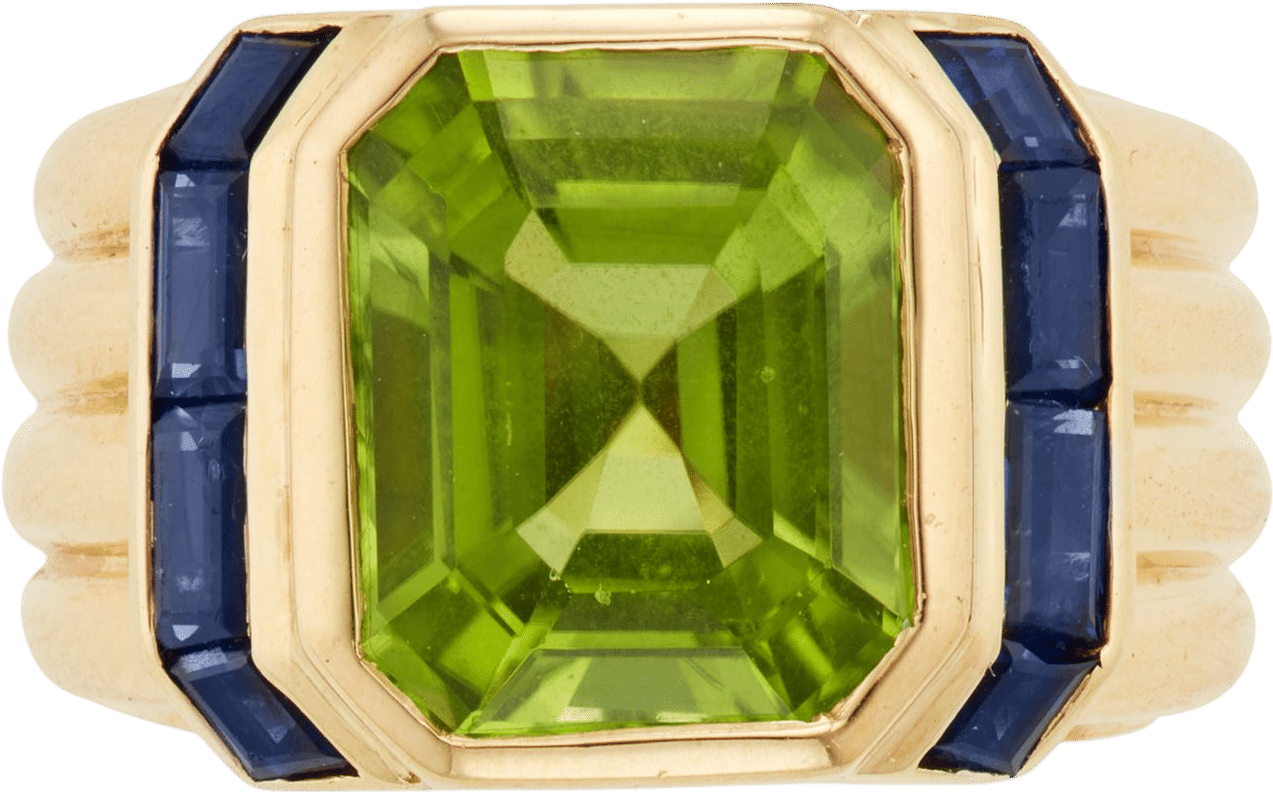 Bulgari Peridot and Sapphire Ring