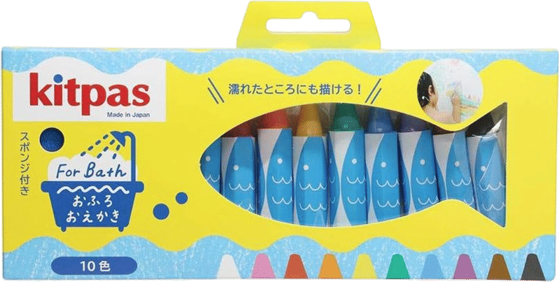 Rice Bran Bath Crayons, 10 Colors with Sponge