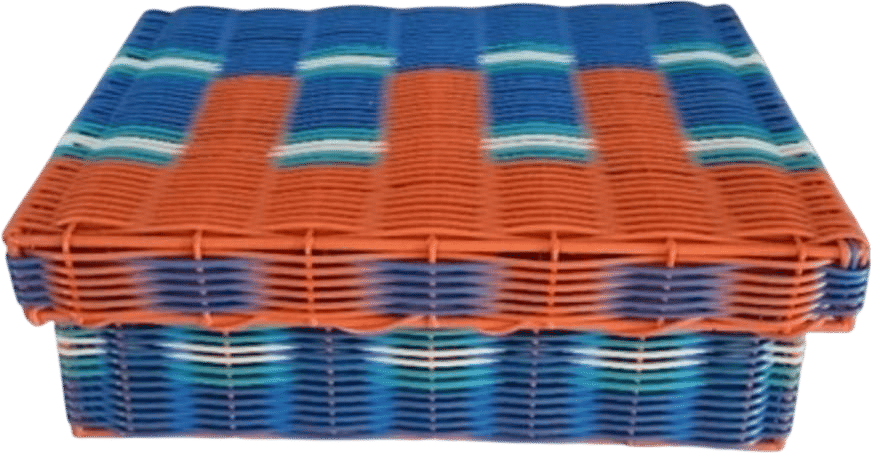 Vintage Woven Storage Box With Lid (1960-70s)