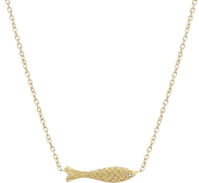Tiny Fish Necklace with Diamond