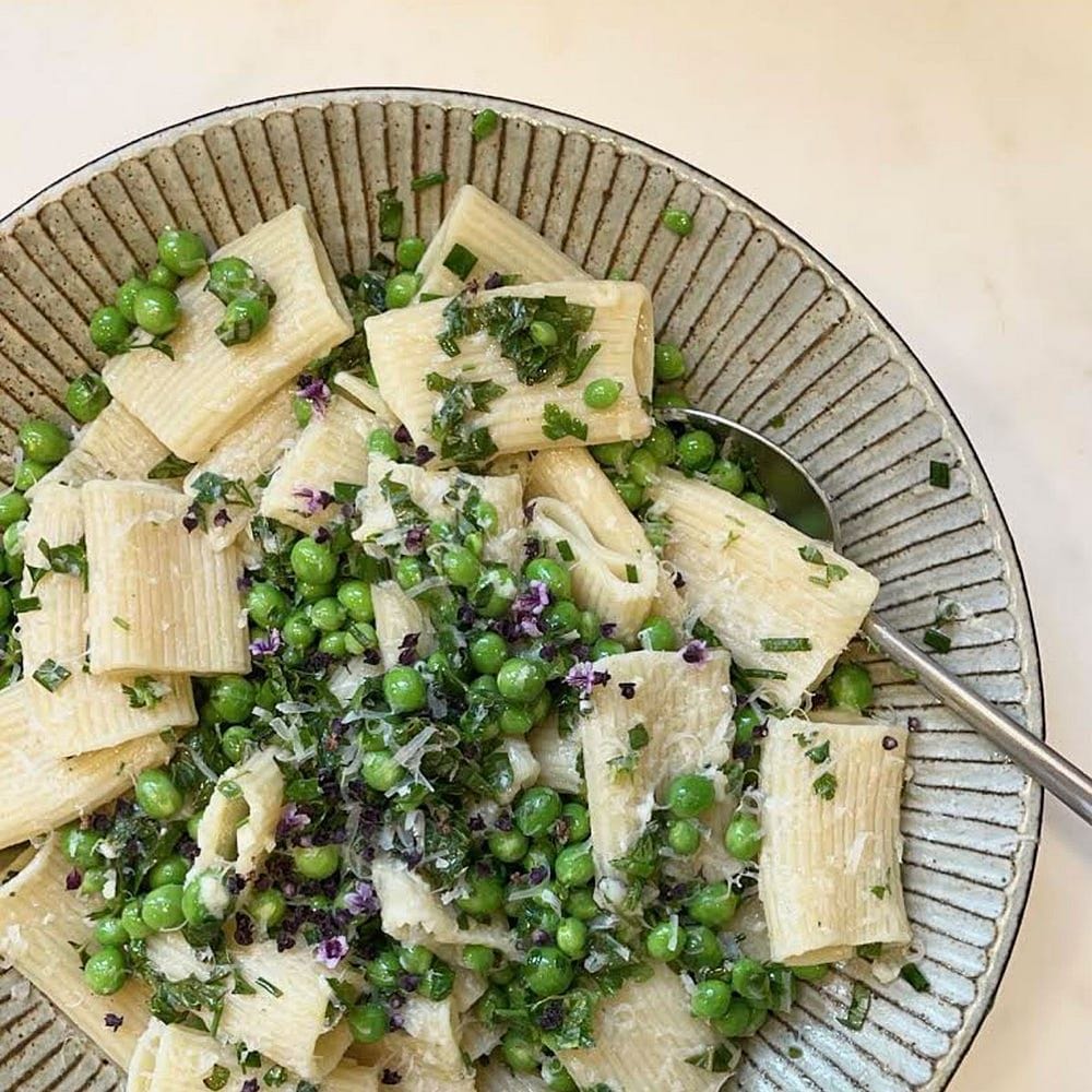 Pasta with Herbs + Peas Recipe