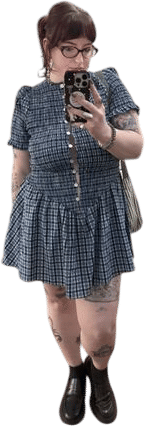 Aprés Studio - Blue Plaid Button Picnic Dress