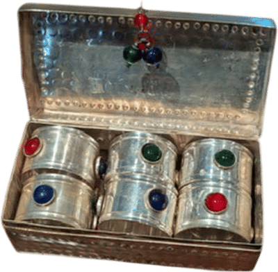 Vintage Silver Plated Napkin Rings with Glass Stones