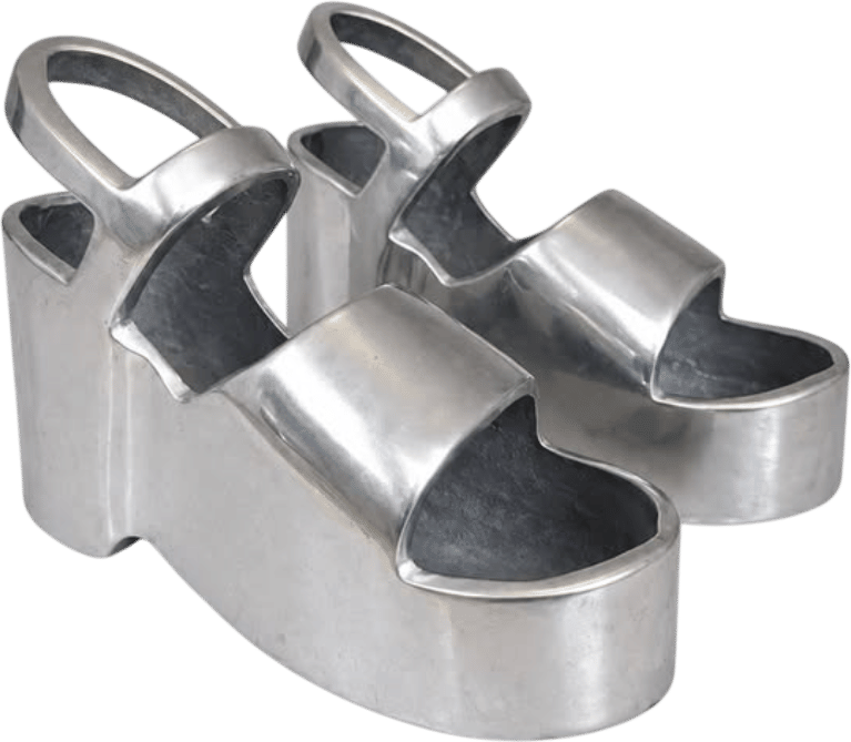 Platform Slingback Sandal Bookends cast in solid aluminum by Torre & Tagus