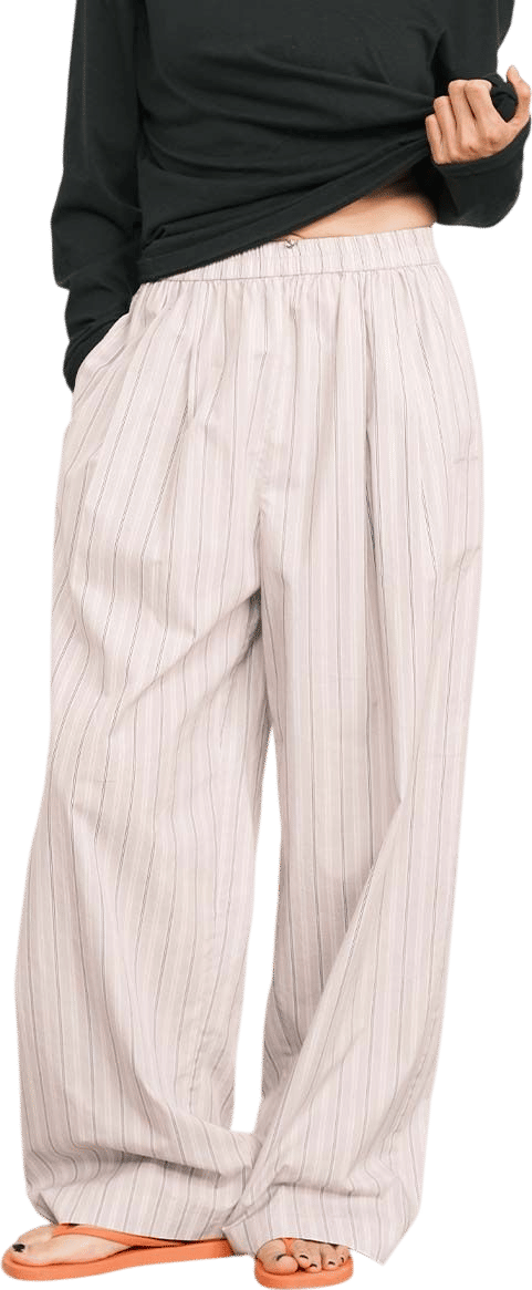 Cotton Relaxed Wide-Leg Stripe Pants