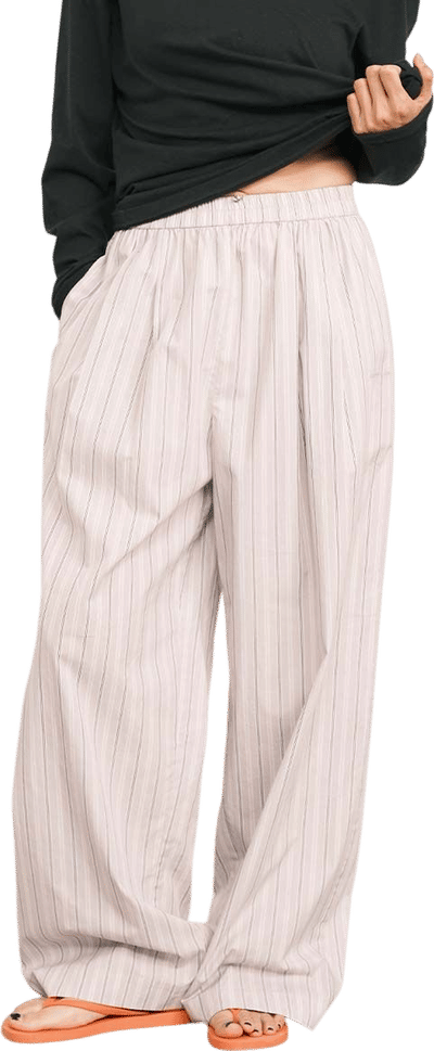 Cotton Relaxed Wide-Leg Stripe Pants