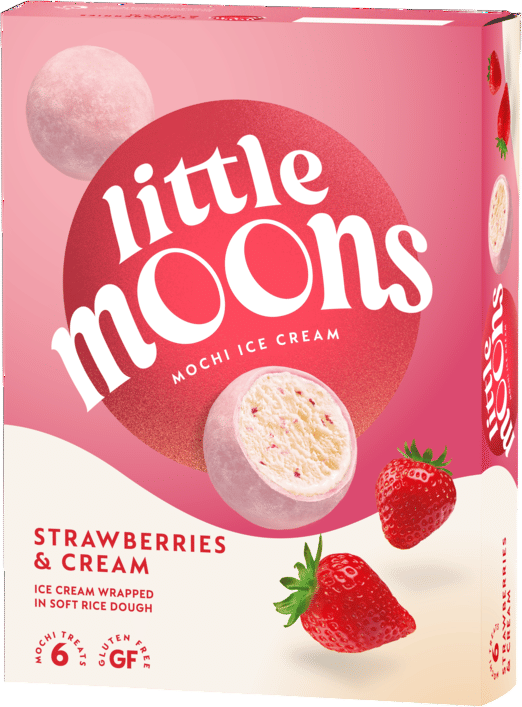 Strawberries & Cream Mochi Ice Cream - Little Moons