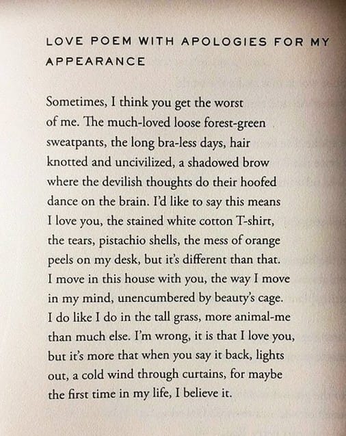 "Love Poem with Apologies for My Appearance" by Ada Limón