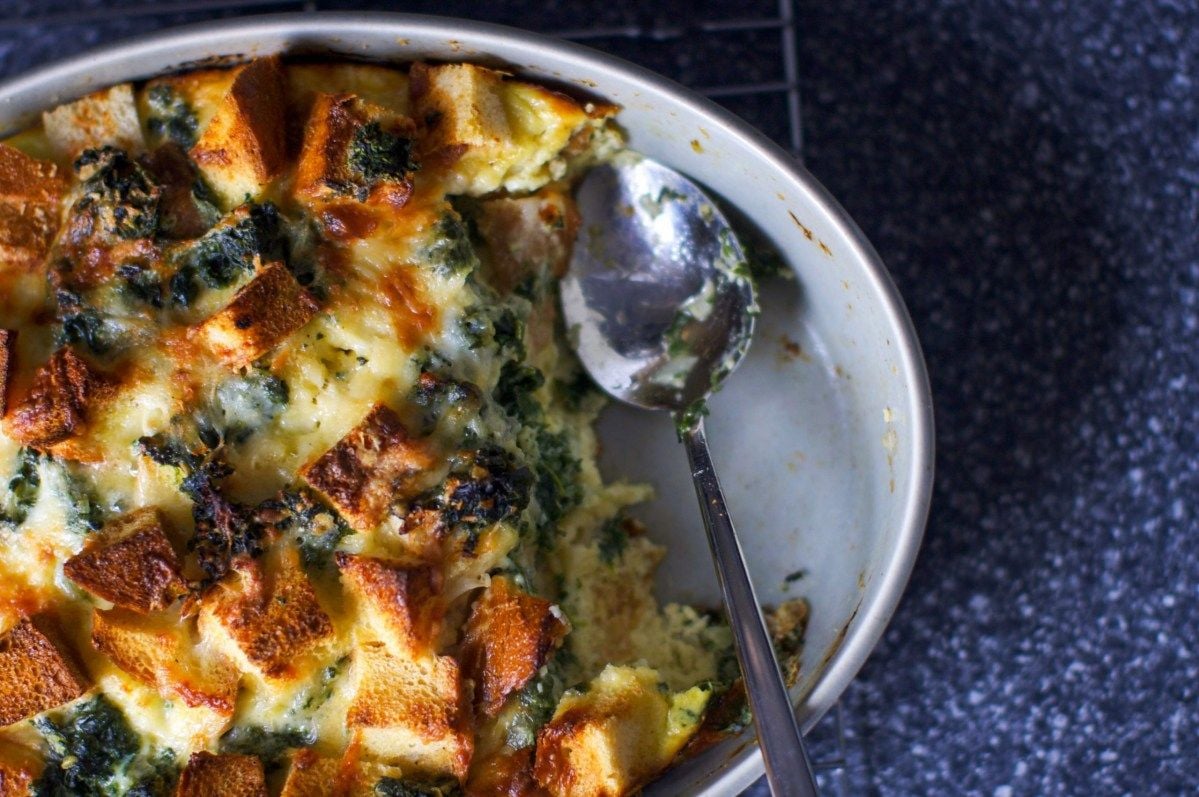 Spinach and Cheese Strata (Smitten Kitchen)