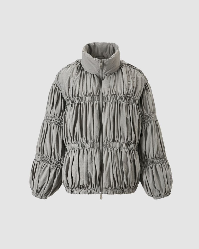 SMOKE PLEATED DUVET PUFFER