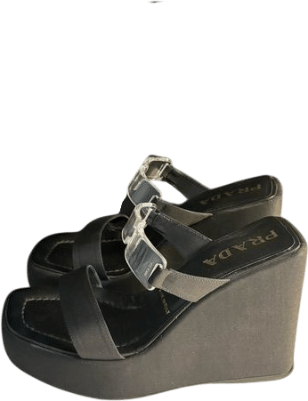 Vintage Prada Platform Wedges Lucite Strap