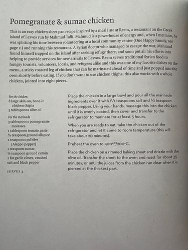 pomegrante & sumac chicken by yasmin khan