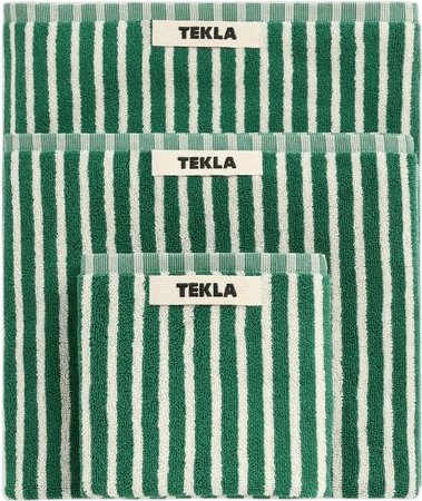 Terry towel - Teal Green Stripes | Tekla Fabrics
