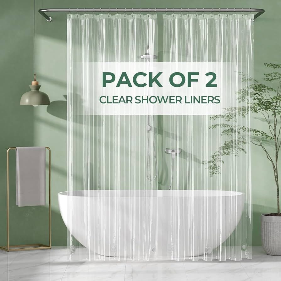 AmazerBath Shower Curtain Liner 2 Pack (Clear)