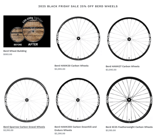 Berd spokes and wheels Black Friday sale