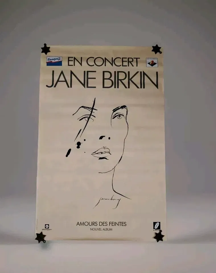 Concert poster- Jane Birkin drawn by Serge Gainsbourg "Fine Loves"