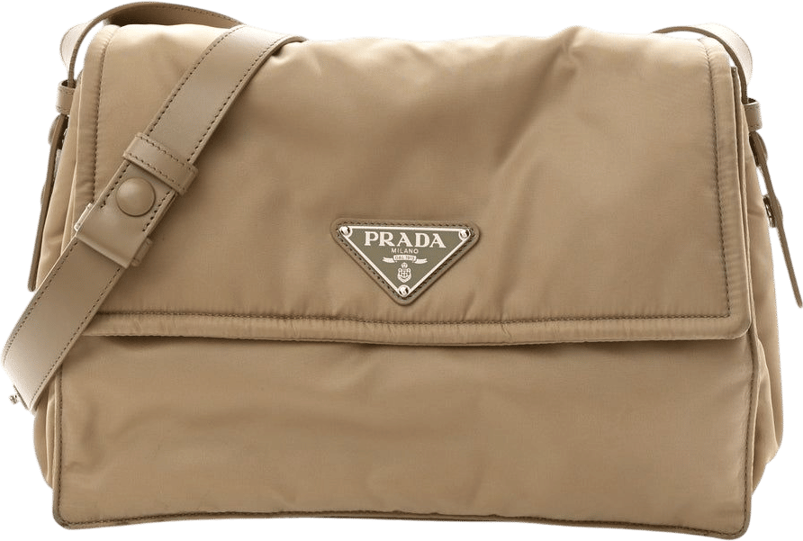 Re-Nylon Vitello Padded Large Flap Shoulder Bag Deserto