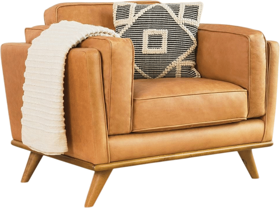 Timber 41" Leather Lounge Chair - Charme Tan