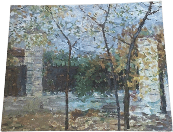 Vintage Impressionist Landscape Oil Painting on Board Trees Stone Wall Unframed - Etsy