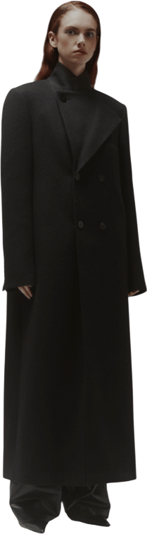 Asymmetric Double-Layer Collar Long Wool Coat