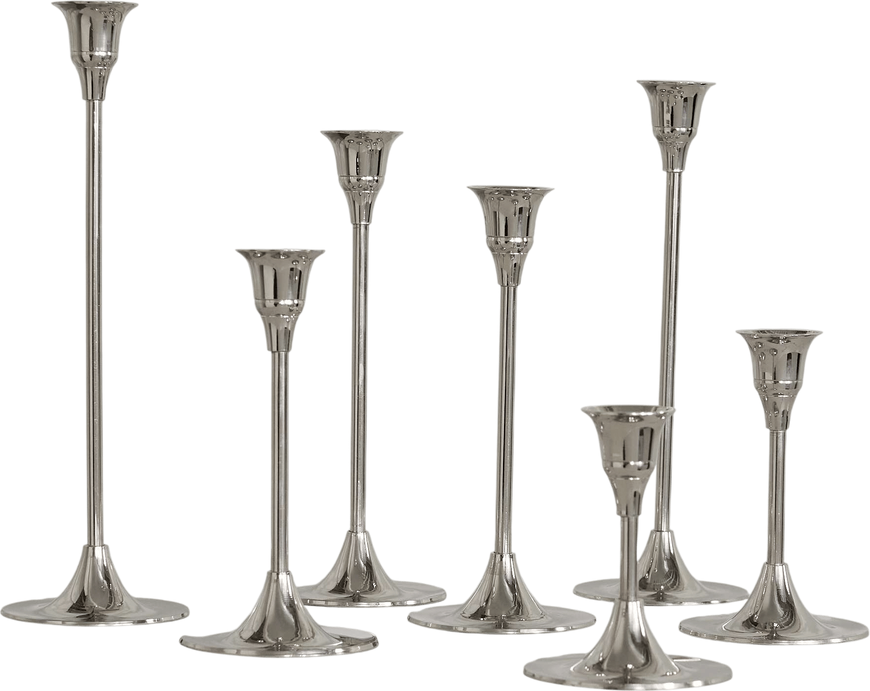 FOURTH STREET | Set of seven nickel candlesticks