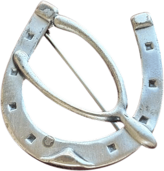 Vintage diVera Sterling Silver Horseshoe Wishbone Equestrian Brooch/pin
