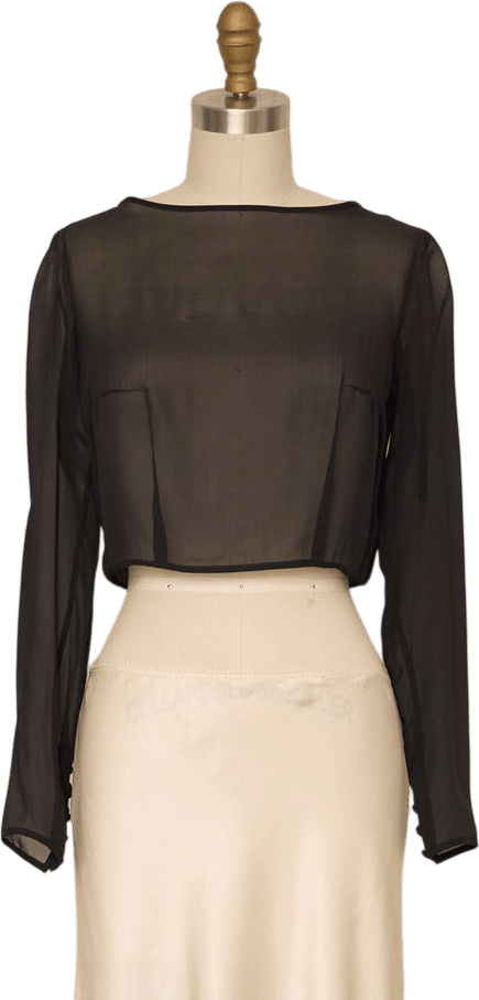 Silk Black Sheer Crop Top | Khata Space
